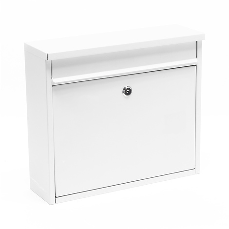 Wiltec Buzón V13 de pared blanco en acero galvanizado correo postal decorativo