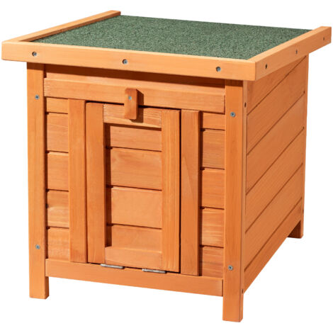 Wiltec – Cabane pour chat en bois d’épicéa 420x515x430 mm – Toit ouvrant et revêtement bitumé – Abri extérieur pour petits animaux