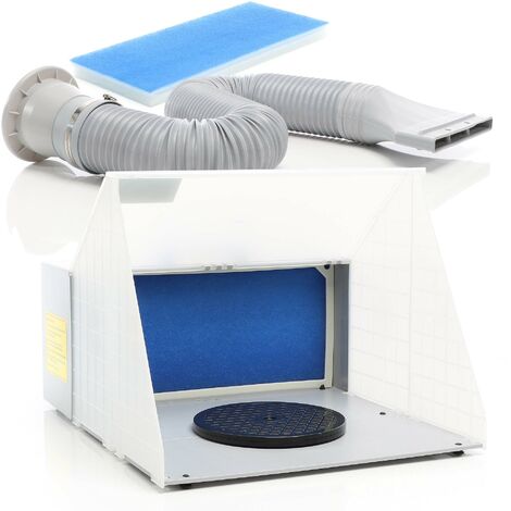 Wiltec Cabine d’aspiration Aérographie Airbrush 12 V – 52 dB – 4 m³/mn – Extraction vapeur brouillard peinture – Extensible – avec Tuyau échappement et Filtre de rechange – Tatouage modélisme Nail Art