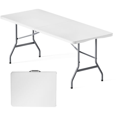 Wiltec Campingtisch klappbar 180x75x74 cm Klapptisch mit Tragegriff Partytisch Biertisch Gartentisch Buffettisch Bierzeltgarnitur Camping Tisch faltbar