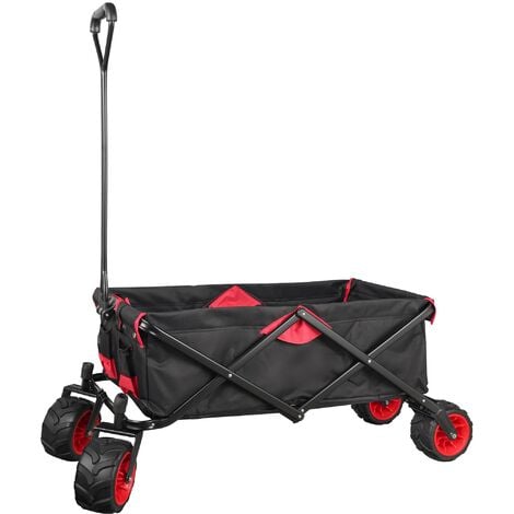 Wiltec Carretto a mano pieghevole, max 80 kg, tessuto impermeabile rosso-nero, Carrello