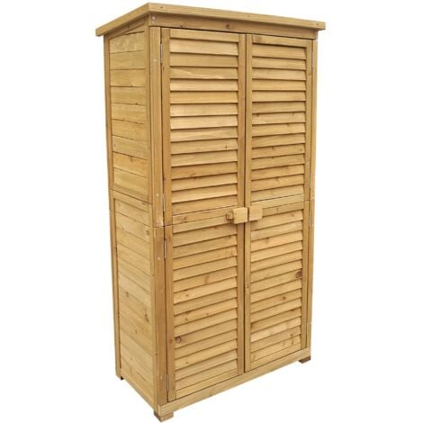 Wiltec Caseta de madera para jardín 87 x 46,5 x 160 mm puerta de lamas con tejado bituminoso para terraza y balcón cobertizo de abeto armario de herramientas