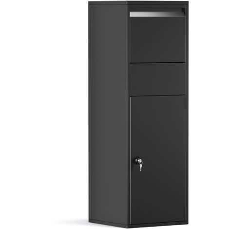 Wiltec Cassetta postale portapacchi nera per pacchi medi e piccoli Parcel box