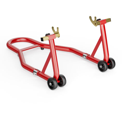 Wiltec Cavalletto alzamoto posteriore sotto forcella, max 450 kg, con rotelle, per ruote posteriori