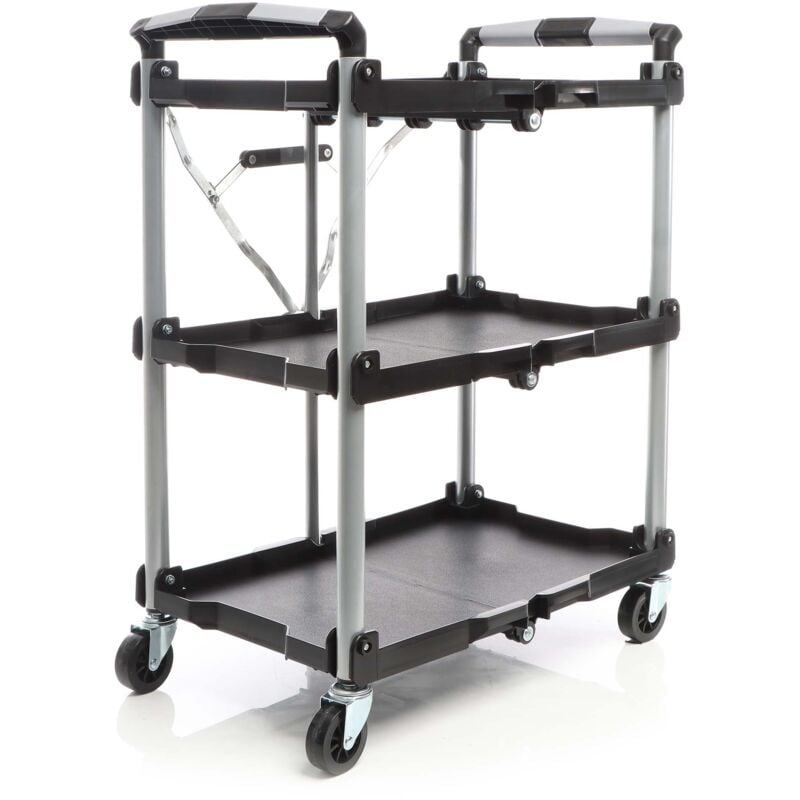 Wiltec - Toboli Chariot pliable – 645 x 445 x 833 mm – capacité de charge max. 120 kg – Desserte de cuisine, bain, bureau, gastronomie, atelier – à 3