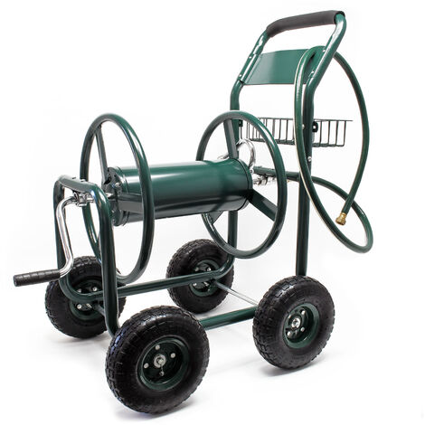 Wiltec Chariot Tuyau d’arrosage 70m Dévidoir 3/4 (19 mm) sur Roues Ø 25cm Jardin Enrouleur avec Tuyau Dispositif Mobile Irrigation Mobile Jardin