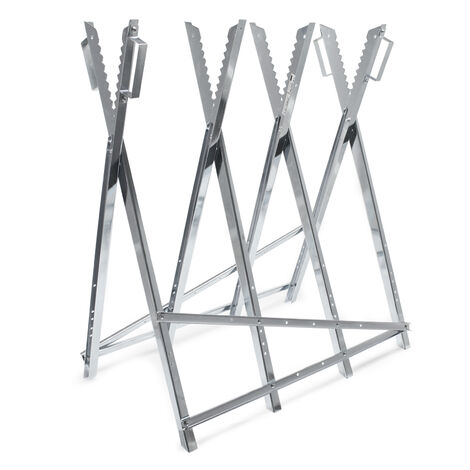 Wiltec – Chevalet de sciage pliant porte bûche – Acier galvanisé – Dimensions 80 x 80 x 79 cm – Capacité 150 kg – Supports de bûches dentés