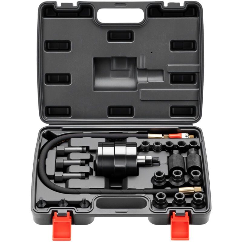 Wiltec - Coffret d'outils pneumatiques d'extraction d'injecteur – 21 pièces – Kit d'extracteurs d'injecteur diesel avec vibration d'air – Boîte