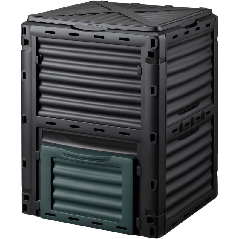 Wiltec - Composteur de jardin 300 l – 61 x 61 x 82 cm – en Plastique robuste – Bac à compost – Compostage rapide jardin privé – Horticulture Jardinage