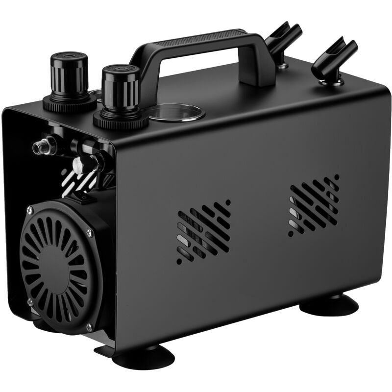 Wiltec Compressore aerografo AS18TA 1/6 CV, compressore ad aria con portata d'aria compressa 20-23 l/min, 2 attacchi per pistola aerografo,