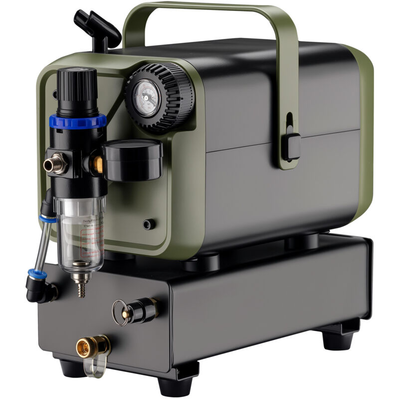 Wiltec Compressore aerografo HS-679F 1/6 CV, dispositivo ad aria compressa 28 l/min, compressore per pistola aerografo con supporto e manometro, per