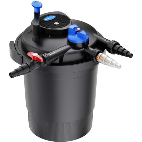 Wiltec CPF-10000 Filtre de bassin à pression avec stérilisation UV - 380 x 380 x 520 mm - 11 W / étang 12000 l max. / réservoir 25 l - Nettoyage facile - Filtration eau à grand débit