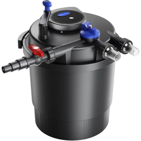 Wiltec CPF-20000 Filtre de bassin à pression avec stérilisation UV - 450 x 450 x 550 mm - 36 W / étang 40000 l max. / réservoir 50 l - Nettoyage facile - Filtration eau à grand débit