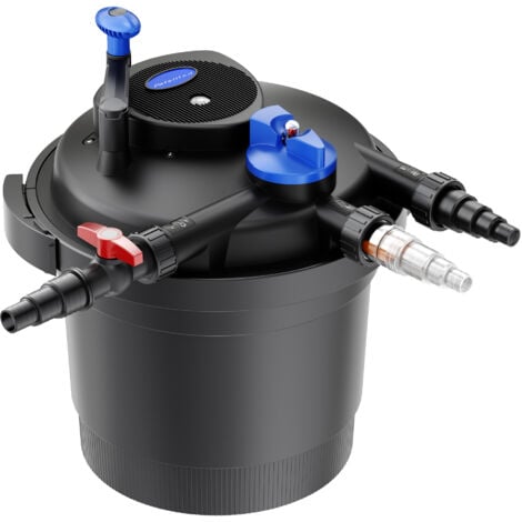 Wiltec CPF-5000 Filtre de bassin à pression avec stérilisation UV - 380 x 380 x 410 mm - 11 W / étang 8000 l max. / réservoir 20 l - Nettoyage facile - Filtration eau à grand débit