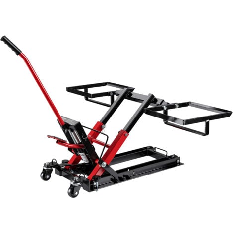 Wiltec Cric hydraulique 3 en 1 – Capacité max. 300 kg – Hauteur de levage max. 530 mm – pour Motos, quads et tracteurs à gazon – Support de levage, Pont élévateur 4 roues