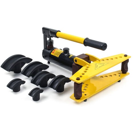 Wiltec Curvadora hidráulica de tubos, 6 t de fuerza de prensado, Ø6,35-25,4 mm, espesor 1-3,5 mm, 6 piezas de curvado, dobladora hidráulica para tubos de hierro fundido