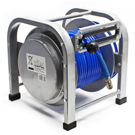 Wiltec â Enrouleur pneumatique automatique 30m 12bar â Raccord 1/4âł â Acier solide avec rembobinage automatique â Pression de service 12 bar - DN6Ce