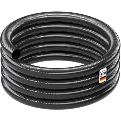 TEICHTIP Wiltec Druck- und Saugschlauch 10m Teichschlauch 38mm (1 1/2") schwarz kältebeständig bis –5 °C, sehr gute UV-Beständigkeit Pumpenschlauch