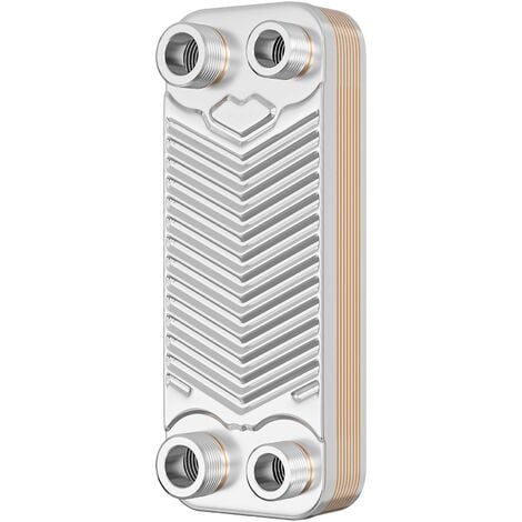 Wiltec Échangeur de chaleur thermique avec 10 plaques – 191 x 73 x 414 mm – max. 22 kW – 0,18 l par passe – en Acier inoxydable – pour Eau Solaire