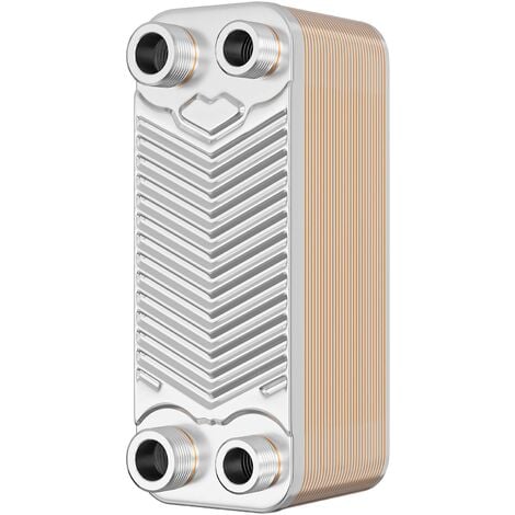 Wiltec Échangeur de chaleur thermique avec 30 plaques – 191 x 73 x 862 mm – max. 66 kW – 0,54 l par passe – en Acier inoxydable – pour Eau Solaire