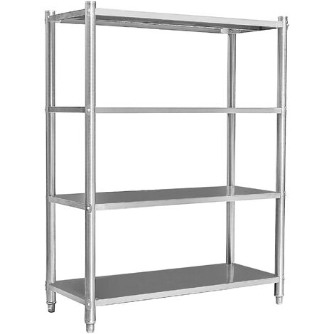 Wiltec Edelstahlregal Gastro Schwerlastregal 155x120x50cm aus 201 Edelstahl Küchenregal Vorratsregal Lagerregal für Küche Werkstatt und Keller
