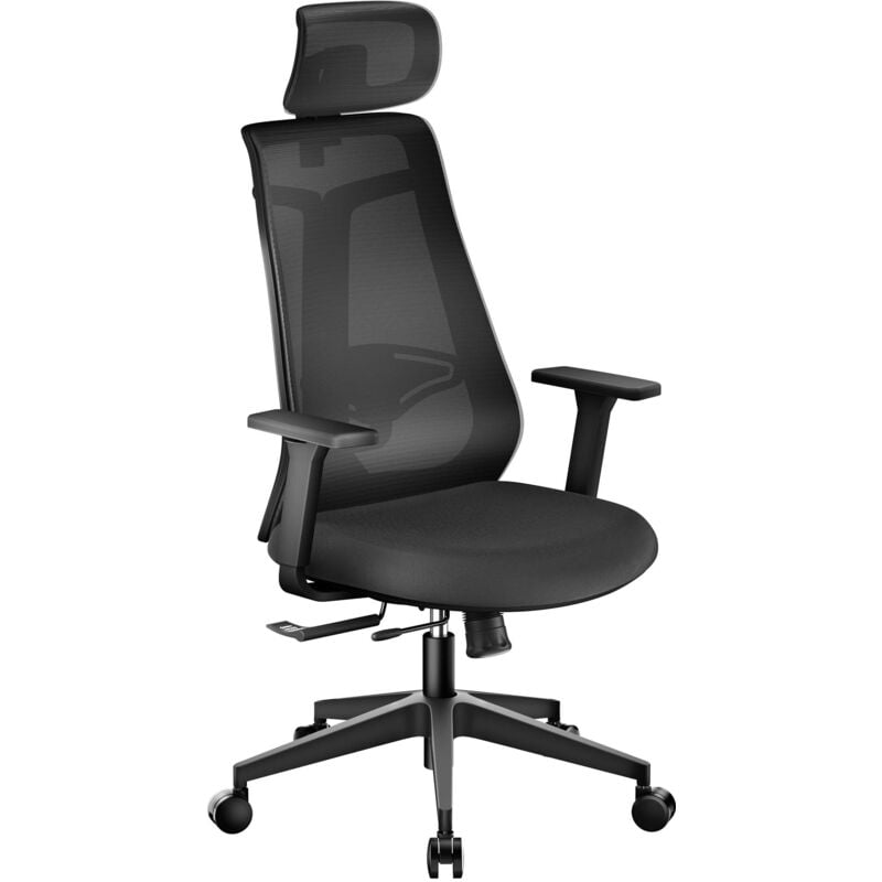 Wiltec - Fauteuil de bureau ergonomique 150kg Réglable Hauteur et Profondeur Appuie-tête Appuie-bras réglables Siège pivotante Soutien lombaire