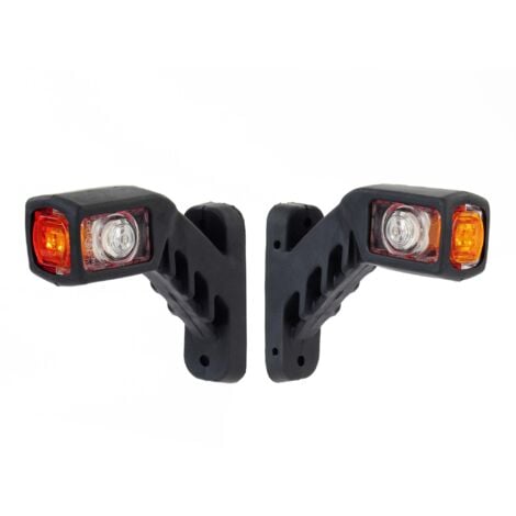 Wiltec Feux de position latéraux tricolores – 2x 4 LED 12 V – Forme carrée – 155 x 183 mm – Feux d’encombrement Gabarit – Éclairage routier pour Remorque Camping car Camion