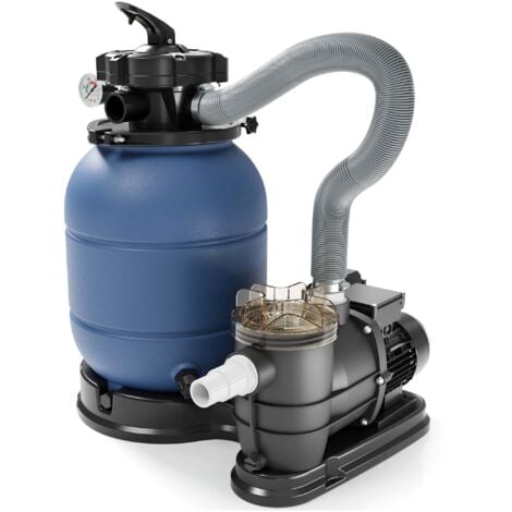 Wiltec Filtro a sabbia per piscina, pompa autoadescante per piscina 260 W, serbatoio per 21 kg di sabbia, per piscine fino a 20 m³