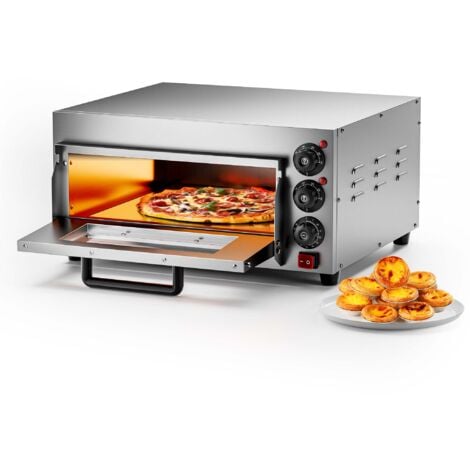 Wiltec Forno pizza elettrico, con pietra refrattaria in cordierite, 2000W, max 350°C Fornetto pizza