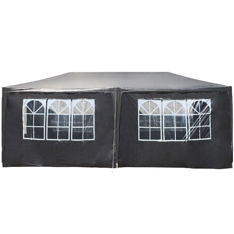 TOBOLI Wiltec Gazebo 3x6m per feste Grigio Struttura robusta 6 teli laterali Impermeabile Protezione UV