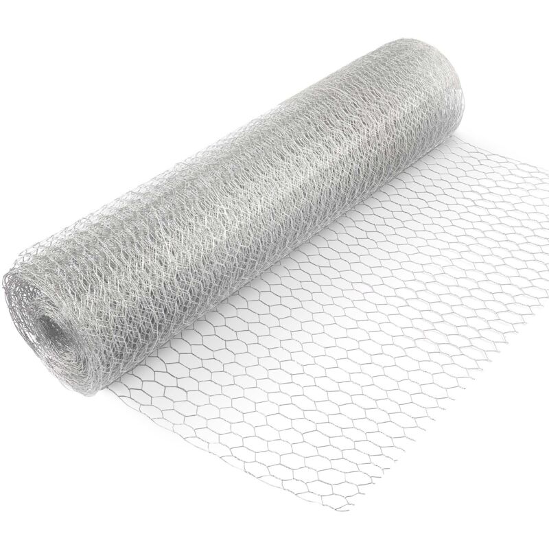 Wiltec - Grillage de volière Acier Galvanisé – Mailles 13 mm Hexagonal Hauteur 1 m Longueur 25 m Fil ø 0,6 mm – Lapin Grillage à poule Grillage