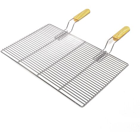Wiltec Grille BBQ Carrée 67x40cm Acier inoxydable avec Poignée Barbecue Charbon de bois /à gaz Boule Grillade Cuisson Terrasse Jardin Plancha Viande Légumes