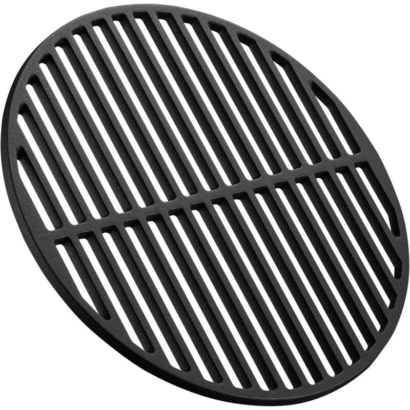 Grille bbq Ronde ø 34,5 cm – en Fonte – Barbecue Charbon de bois ou à gaz – Grillade Cuisson – Terrasse Jardin Plancha – Viande Légumes Poisson