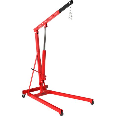 Wiltec gruetta idraulica da officina per sollevamento motori, gru manuale pieghevole con braccio regolabile, carico max 500kg