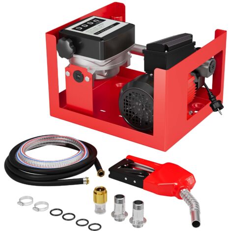 Wiltec Heizöl- und Dieselpumpe 230V/600W 40l/min selbstansaugend Pumpe mit automatischer Pistole, Kraftstoffpumpe, Absaugpumpe