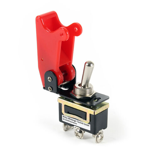 Wiltec Interruptor de palanca basculante ON-OFF-ON 125V 35A / 250V 15A conmutador con tapa abatible Knock Out Kill Switch