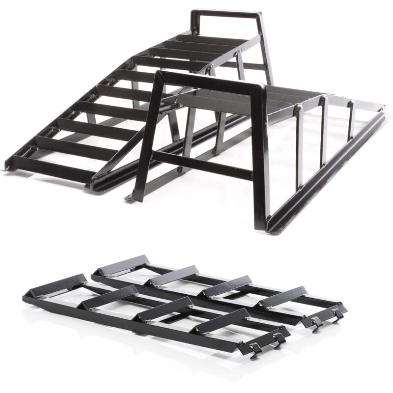 Jeu 2x Rampe de chargement jusqu'à 2 t par paire, 915x350x275 mm, Rail d'accès en Acier + Rallonge 2x400kg 650x195 mm Rallongement - Wiltec