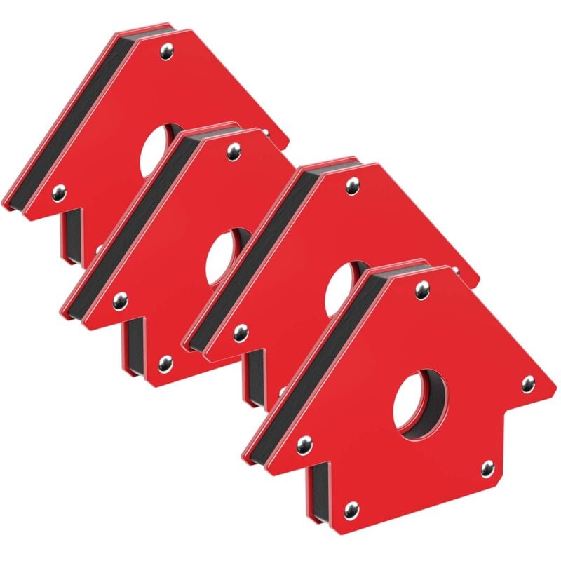 Wiltec Kit 4x Aimants de soudure avec Force de maintien de 32 kg, Équerre magnétique de 190 x 120 x 26 mm, 45°, 90°, 135°, Positionneurs de soudage