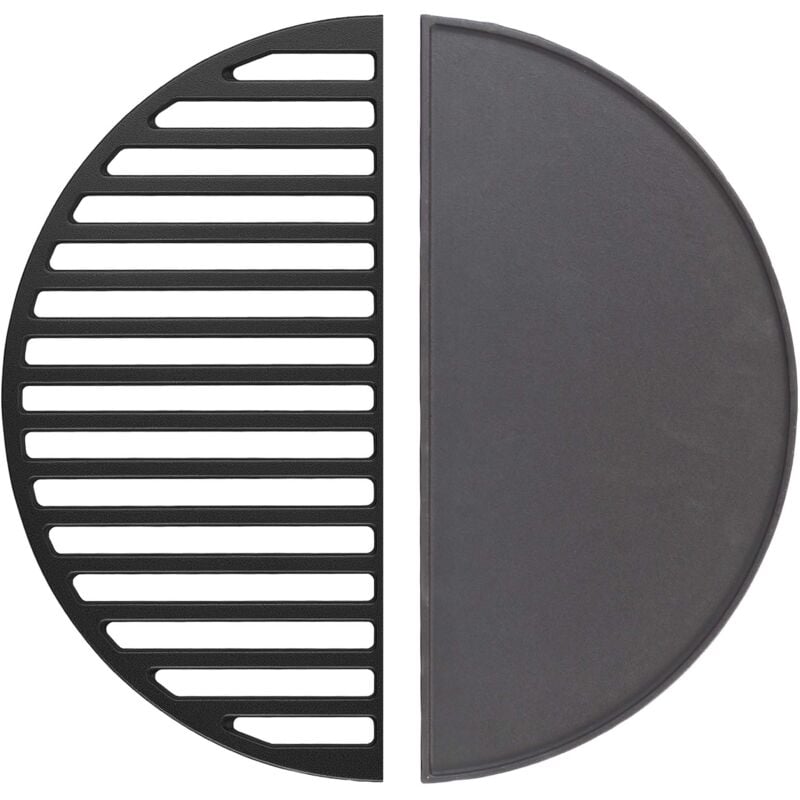 Kit Barbecue et Plaque de gril bbq semi-circulaires – 49,8 x 24,3 x 1,5 cm – en Fonte – bbq Charbon de bois ou à gaz – Grillade Cuisson – Terrasse