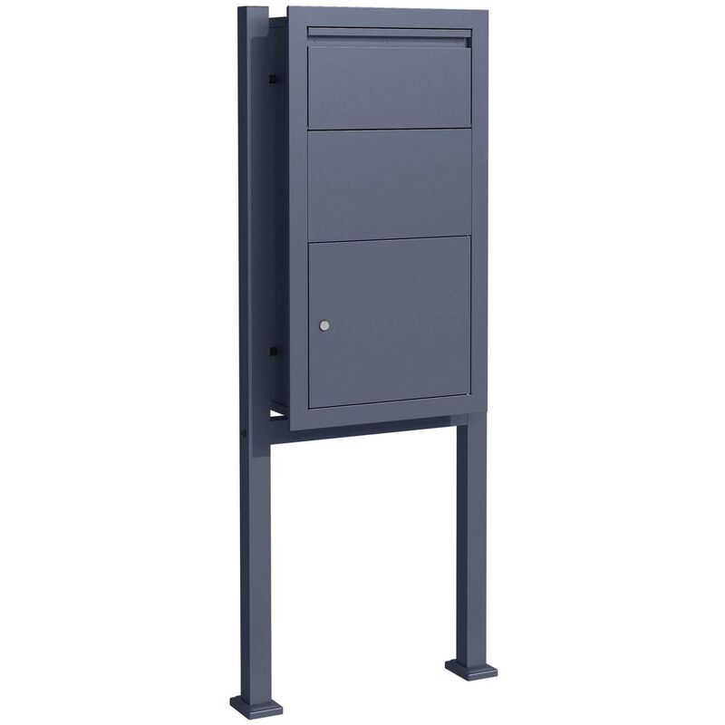 Kit Boîte à colis verrouillable gris anthracite et Pied, 470 x 220 x 870 mm, Boîte aux lettres, pour colis max. 350 x 300 x 110 mm, Usage domestique