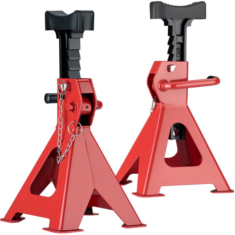 Kit de chandelle voiture 2 pièces – Hauteur ajustable 265-430 mm – Capacité de charge 2 t par paire – Tête de support en caoutchouc – Cric chandelle