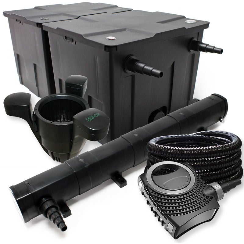 

Wiltec-Kit de filtrado con Bio-Filtro UV 72 60000l Esterilizador bomba de estanque Skimmer y tubo