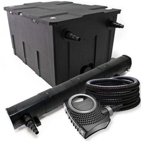 Wiltec-Kit de filtrado con Bio-Filtro UV 72W 60000l Esterilizador bomba de agua y 25m jardin
