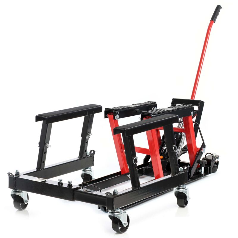 Kit Pont élévateur 680kg Plateforme élevatrice – Support Montage/Levage pour Moto atv Quad + Cric Lève-moto mobile sur roulettes 680 kg - Wiltec