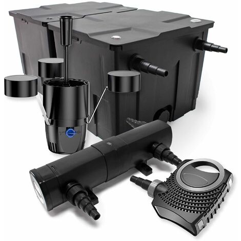 Wiltec Komplettset: CBF-350B Teichfilter bis 60000 L Teichfilteranlage als Durchlauffilter, NEO10000 Teichpumpe 10000l/h 80W, CUV-236 Teichklärer UVC Klärer mit 36W, CSP-250 Schwimmskimmer 2500l/h 45W