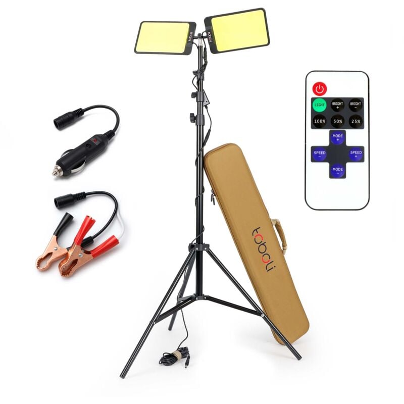 Lampe télescopique 12 v led V3, 540 x 540 x 810 mm, 672 led, 11000 lm, Lumière avec Barre de support et Télécommande pour Camping Tente Excursions