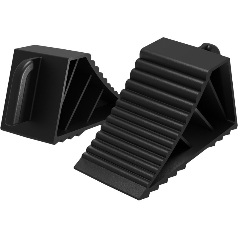 Wiltec Lot Cales de roue pour remorque 2 t max. – TPR Surface rainurée antidérapante - 21 x 8,75 x 10 cm Poignée Calage Voitures Caravanes Remorques