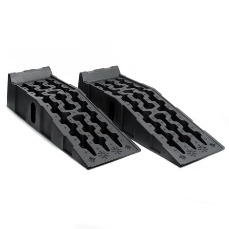 Wiltec Lot de 2 Rampes voiture d’accès – 900 x 330 x 220 mm – Charge 6 T – en Plastique – HDPE – Surface anti-dérapante – Cales de roue véhicule chargement accès Caravane Camping car Remorque