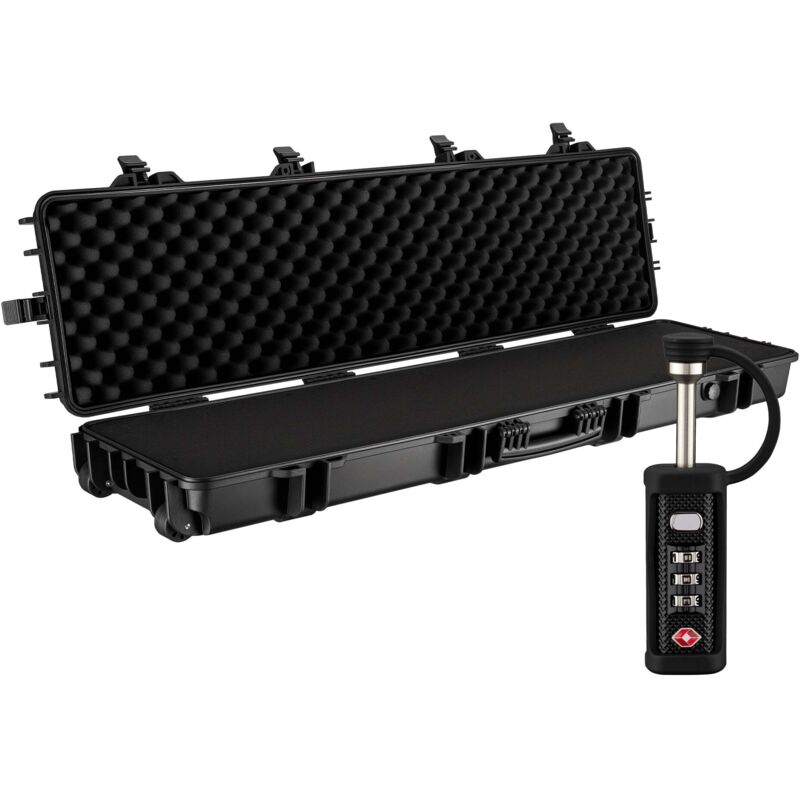 Wiltec Maletín para armas 137,8 x 38,3 x 17,5 cm con cerradura, estuche para armas largas, caja para rifle con acolchado de espuma y ruedas, maleta