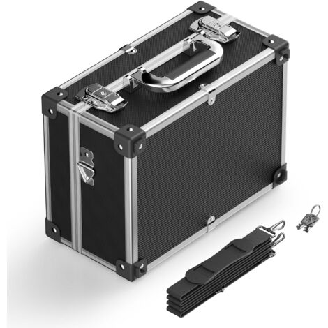 Wiltec – Mallette en PVC 32x23x16cm – Verrouillable avec 2 serrures – Bords renforcés – Cadre en aluminium – Idéale pour rangement outils et DVDs